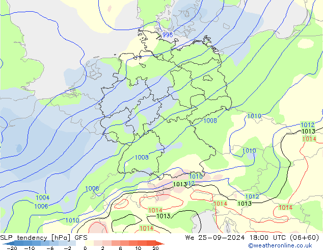 SLP tendency GFS We 25.09.2024 18 UTC