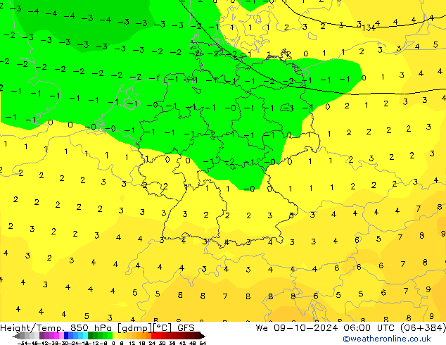 Z500/Rain (+SLP)/Z850 GFS We 09.10.2024 06 UTC