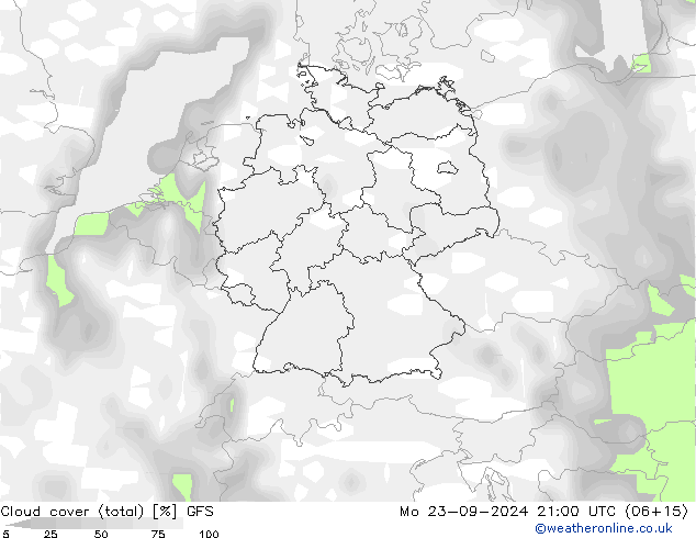 облака (сумма) GFS пн 23.09.2024 21 UTC