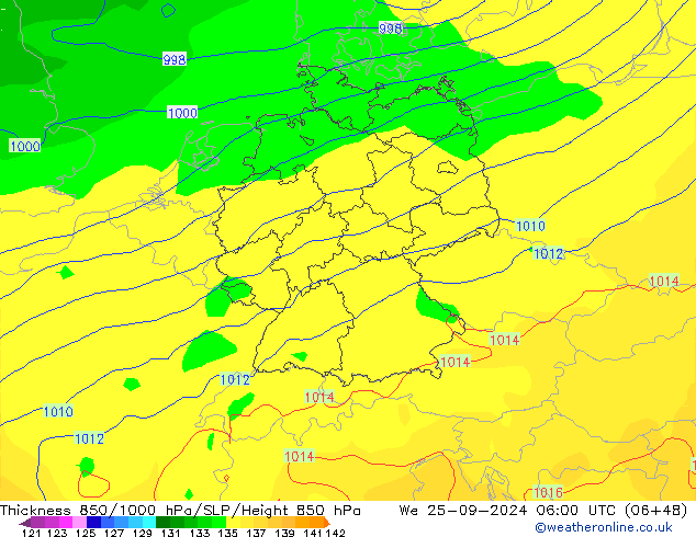 Espesor 850-1000 hPa GFS septiembre 2024