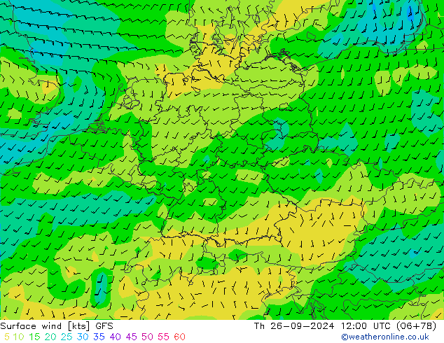 Surface wind GFS Th 26.09.2024 12 UTC