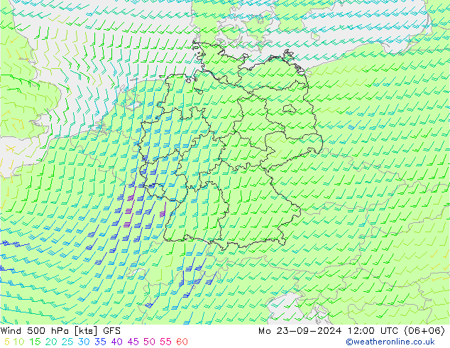 Vento 500 hPa GFS Seg 23.09.2024 12 UTC