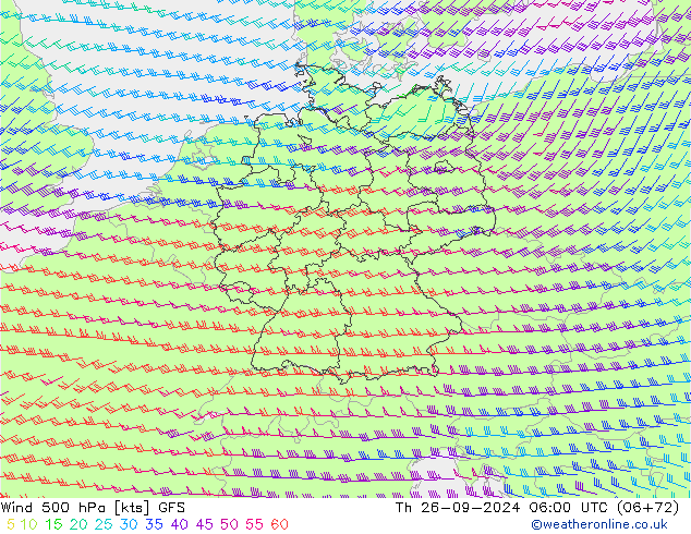 Wind 500 hPa GFS do 26.09.2024 06 UTC