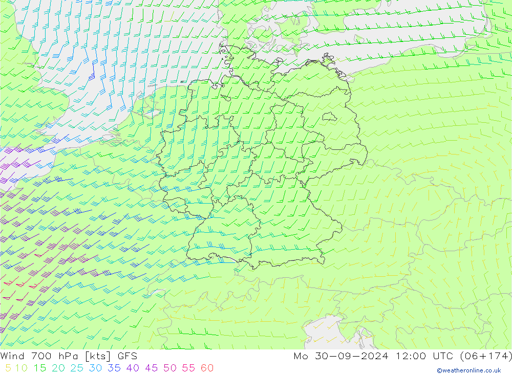  700 hPa GFS  30.09.2024 12 UTC