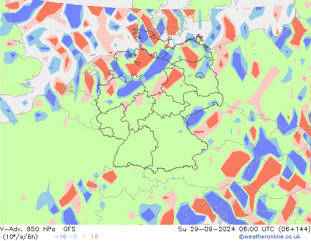 V-Adv. 850 hPa GFS dom 29.09.2024 06 UTC