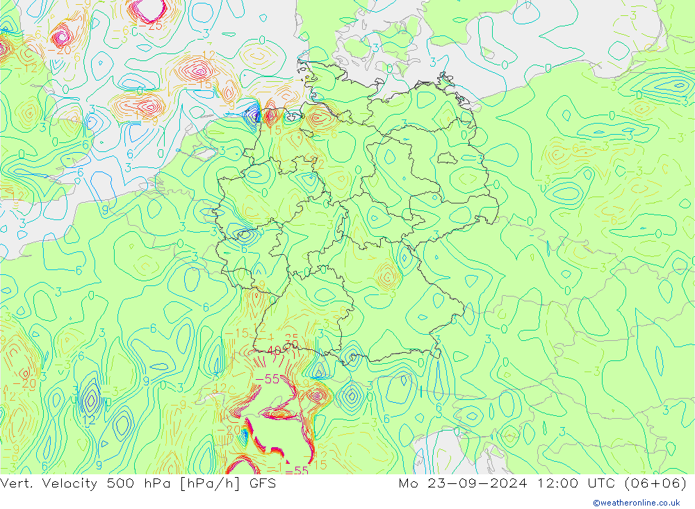 Vert. Velocity 500 hPa GFS Mo 23.09.2024 12 UTC