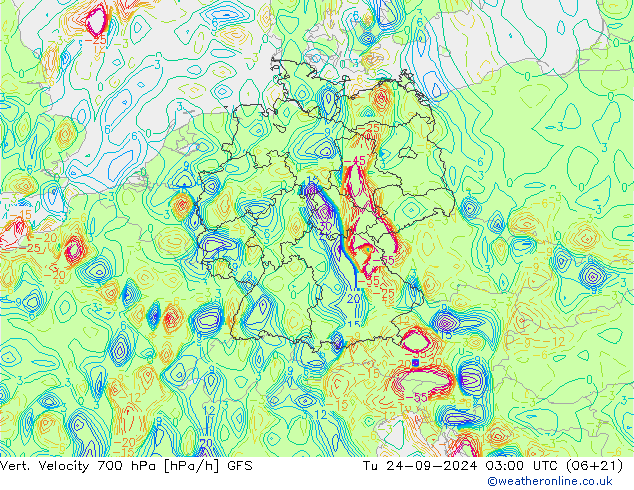 Vert. Velocity 700 hPa GFS Út 24.09.2024 03 UTC