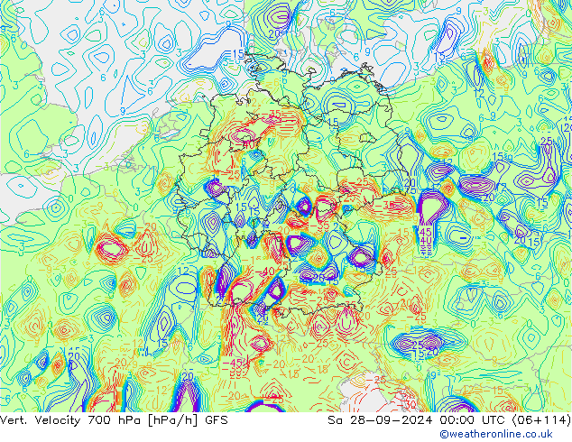 700 hPa Dikey Hız GFS Cts 28.09.2024 00 UTC