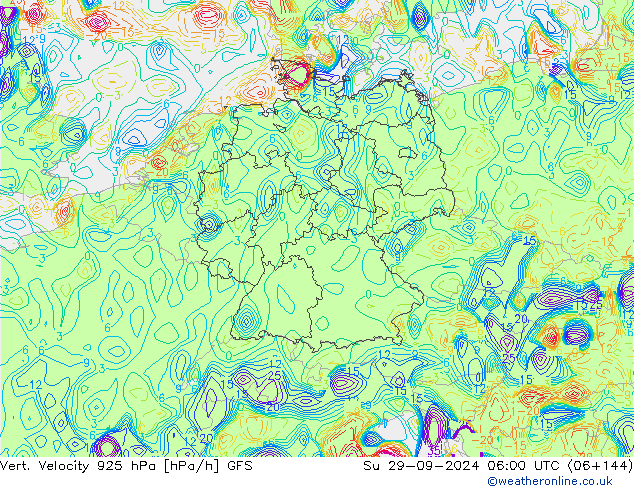 Vert. snelheid 925 hPa GFS zo 29.09.2024 06 UTC