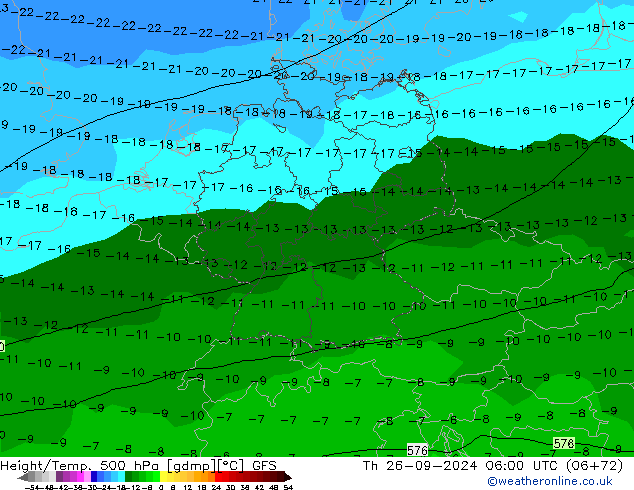 Height/Temp. 500 hPa GFS  26.09.2024 06 UTC