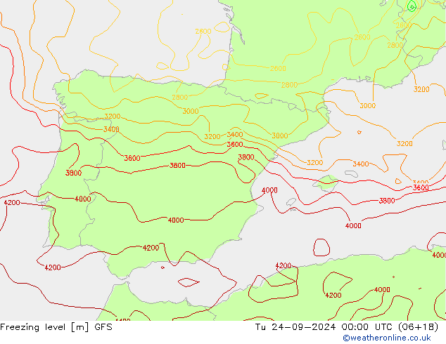 Frostgrenze GFS Di 24.09.2024 00 UTC