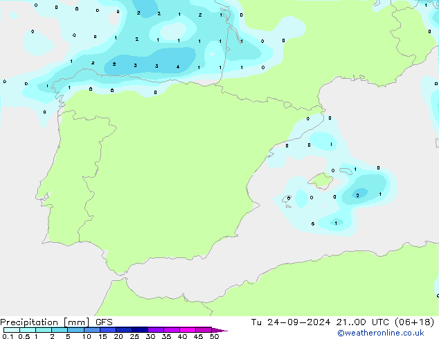 Precipitazione GFS mar 24.09.2024 00 UTC