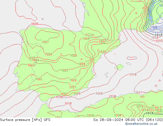 GFS: so. 28.09.2024 06 UTC