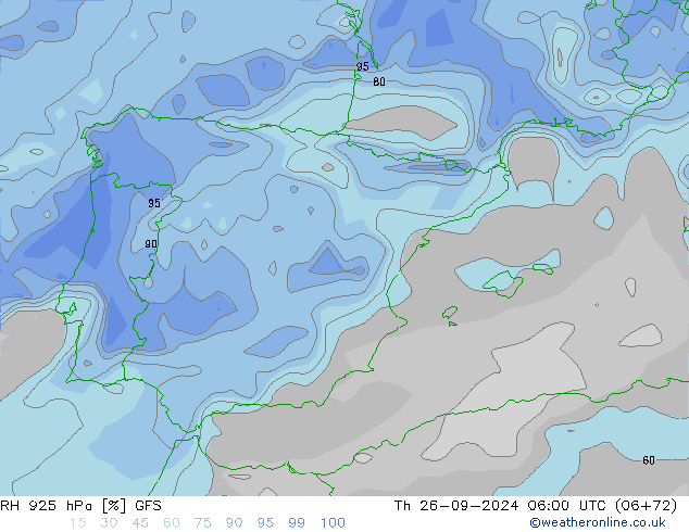 RH 925 hPa GFS Th 26.09.2024 06 UTC