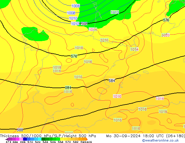 Thck 500-1000hPa GFS Mo 30.09.2024 18 UTC