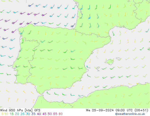  950 hPa GFS  25.09.2024 09 UTC