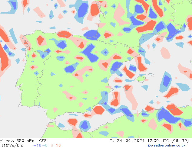 V-Adv. 850 hPa GFS mar 24.09.2024 12 UTC