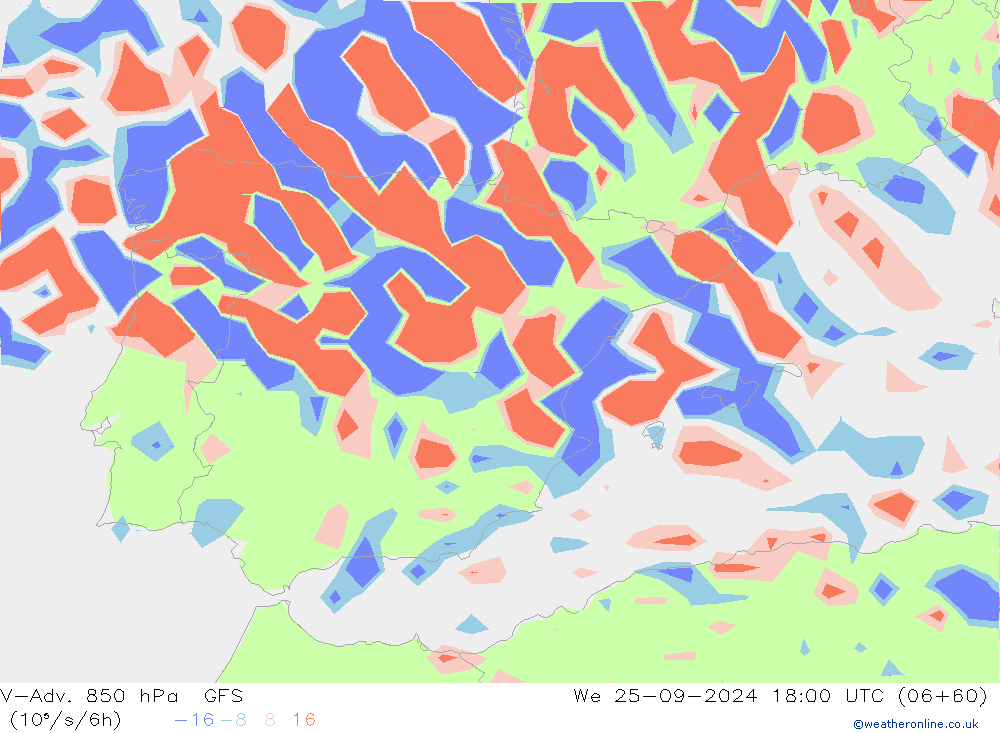 V-Adv. 850 hPa GFS Mi 25.09.2024 18 UTC