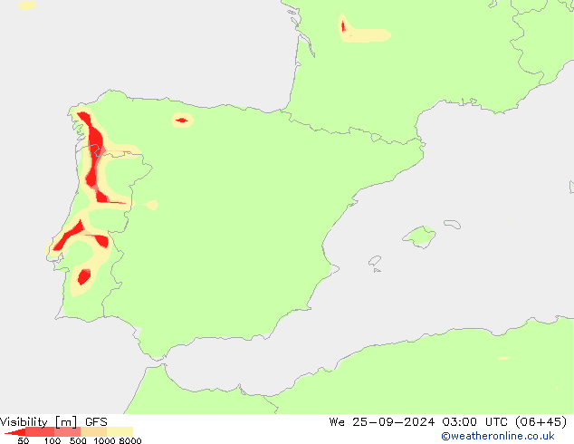 Visibility GFS We 25.09.2024 03 UTC