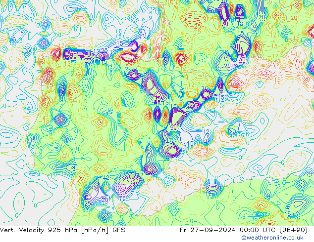 Vert. Velocity 925 hPa GFS Fr 27.09.2024 00 UTC