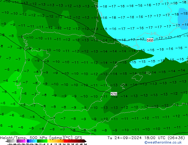 Z500/Rain (+SLP)/Z850 GFS wto. 24.09.2024 18 UTC