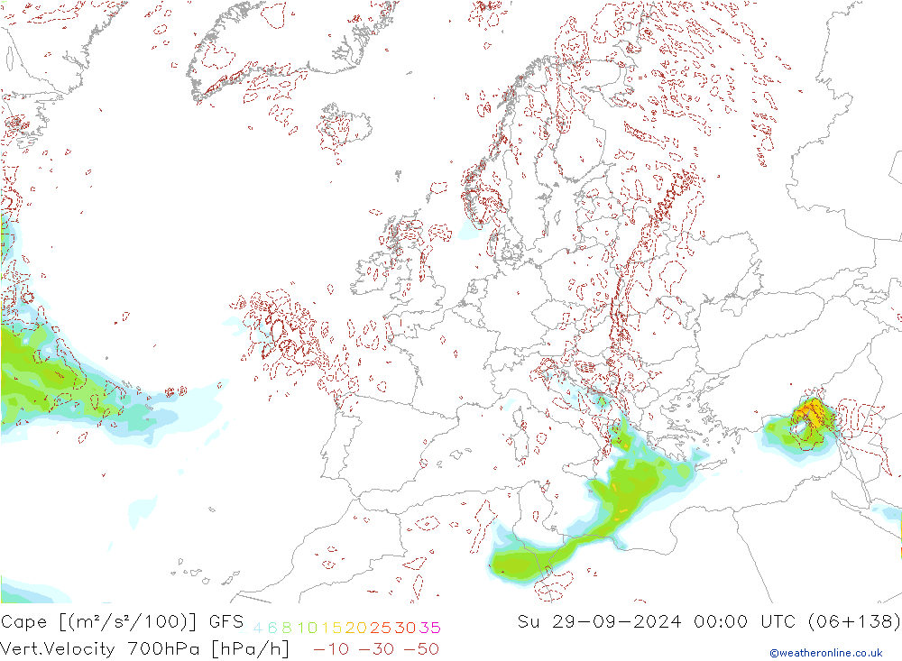 Cape GFS nie. 29.09.2024 00 UTC