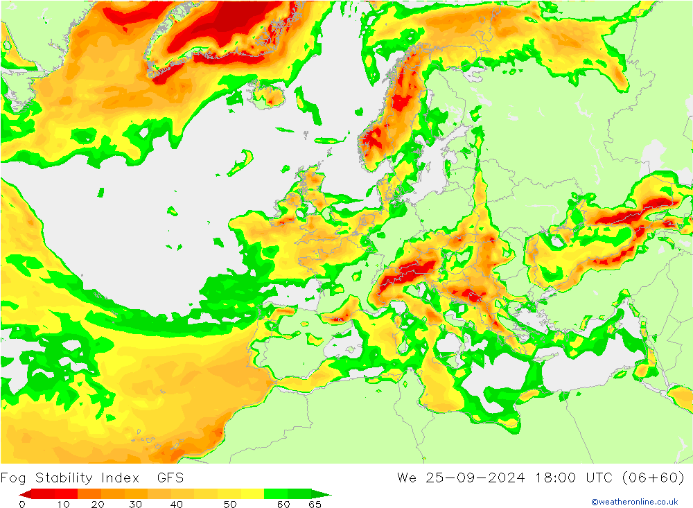 Fog Stability Index GFS We 25.09.2024 18 UTC