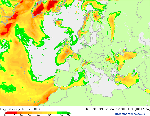 Fog Stability Index GFS  30.09.2024 12 UTC