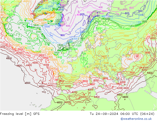 Freezing level GFS Tu 24.09.2024 06 UTC