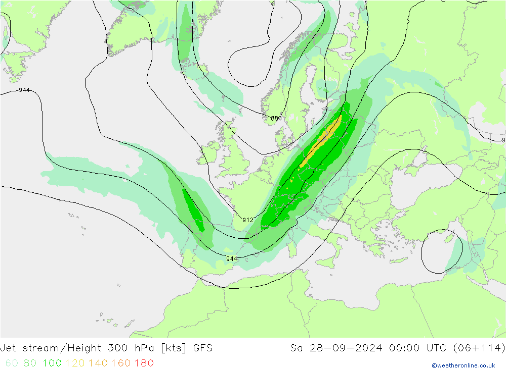 Jet stream/Height 300 hPa GFS Sa 28.09.2024 00 UTC