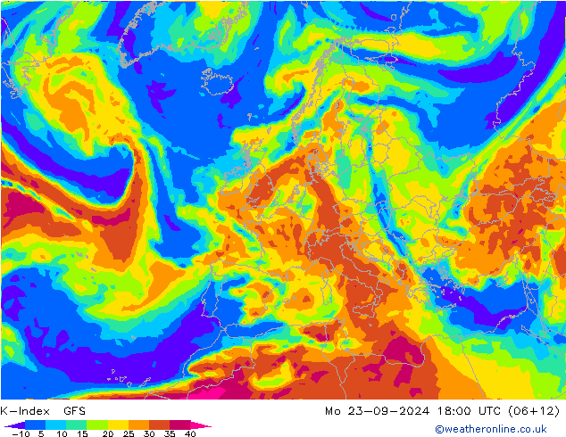 K-Index GFS Mo 23.09.2024 18 UTC