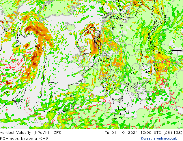 Convection-Index GFS вт 01.10.2024 12 UTC