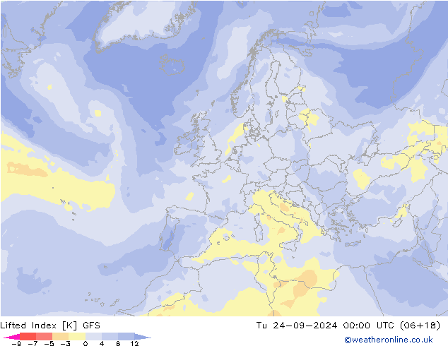 Lifted Index GFS mar 24.09.2024 00 UTC