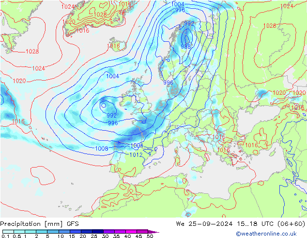 Precipitation GFS We 25.09.2024 18 UTC