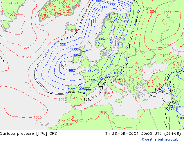 Surface pressure GFS Th 26.09.2024 00 UTC