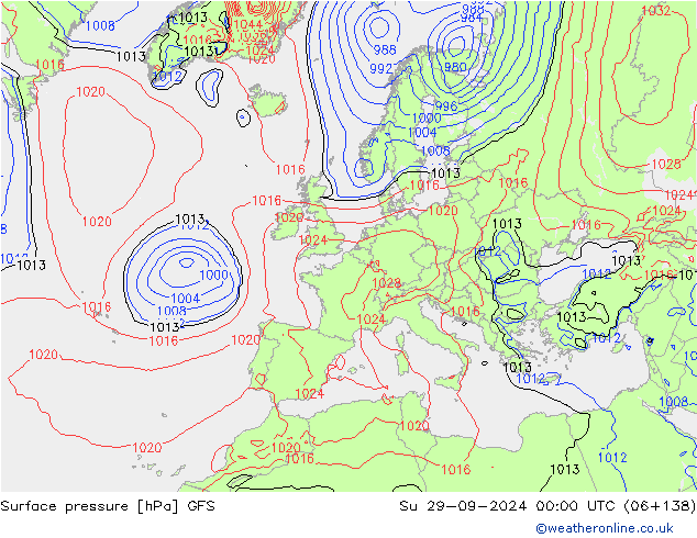 pression de l'air GFS dim 29.09.2024 00 UTC