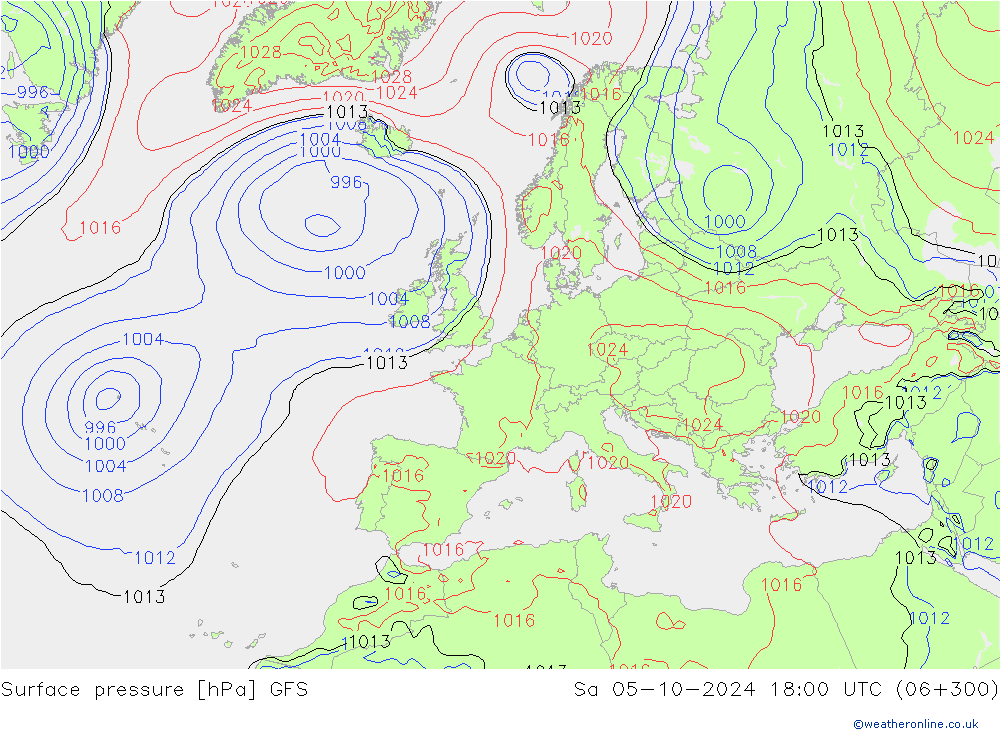 Luchtdruk (Grond) GFS za 05.10.2024 18 UTC