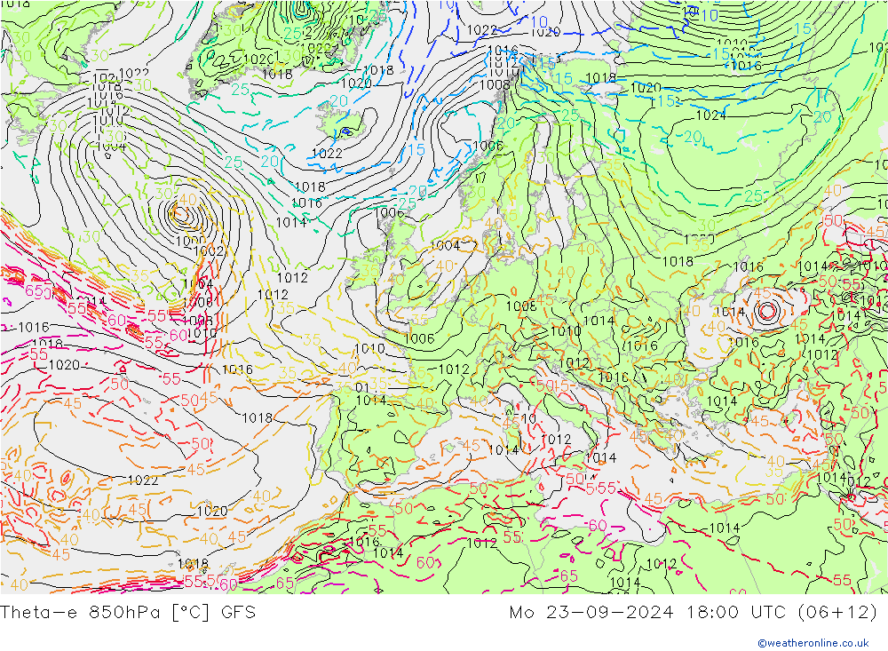 Theta-e 850hPa GFS september 2024