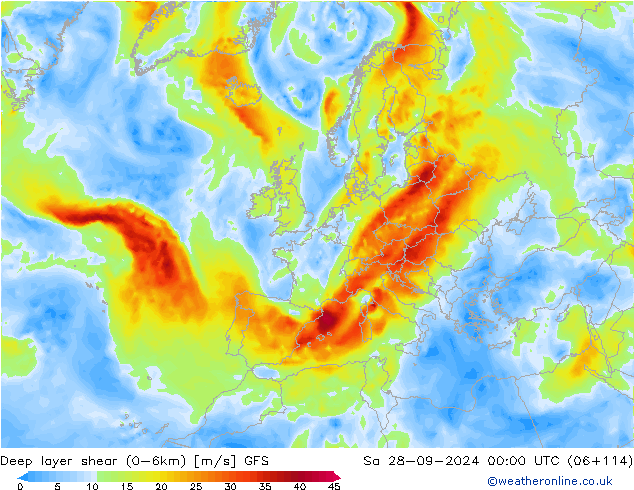 Deep layer shear (0-6km) GFS Eylül 2024