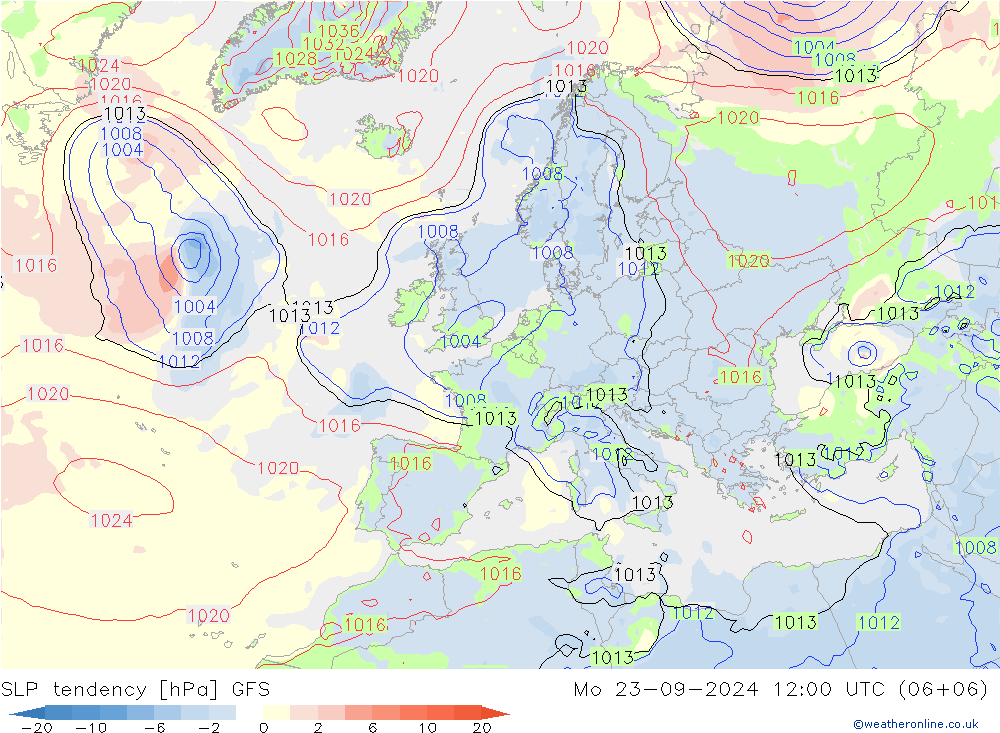 Tendenza di Pressione GFS lun 23.09.2024 12 UTC