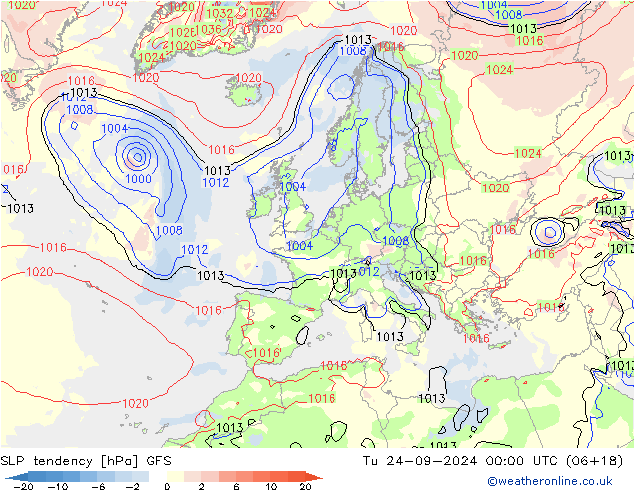 SLP tendency GFS Tu 24.09.2024 00 UTC