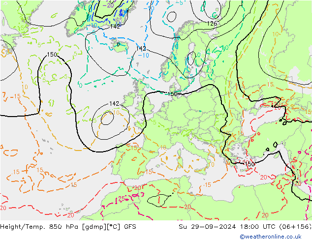 Height/Temp. 850 hPa GFS Su 29.09.2024 18 UTC