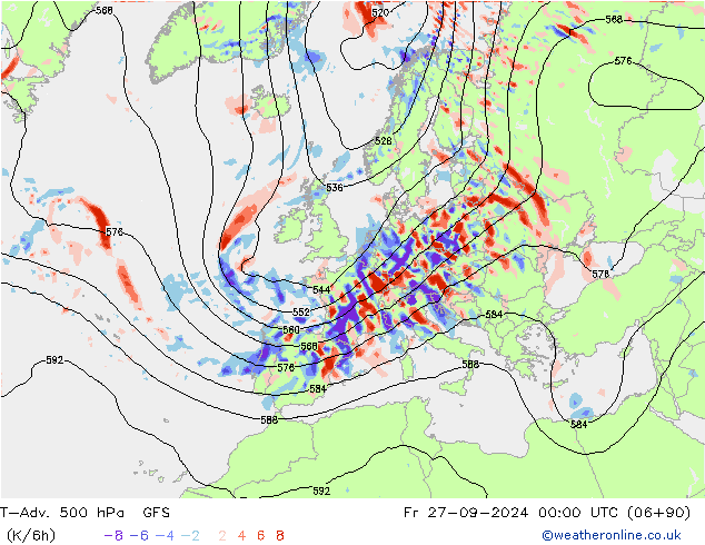 T-Adv. 500 hPa GFS Fr 27.09.2024 00 UTC