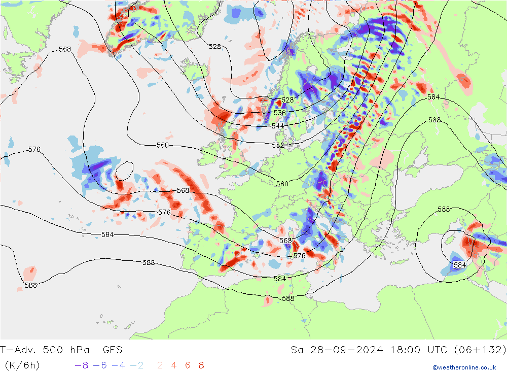 T-Adv. 500 hPa GFS Cts 28.09.2024 18 UTC