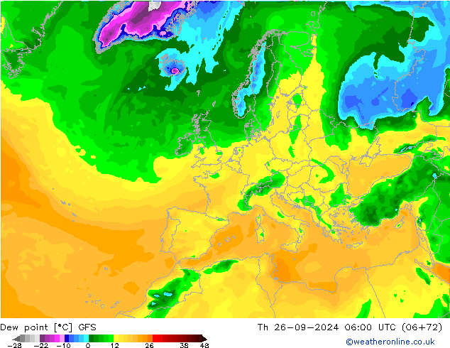 Point de rosée GFS jeu 26.09.2024 06 UTC