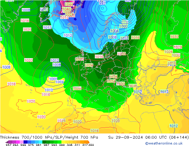 Thck 700-1000 hPa GFS September 2024