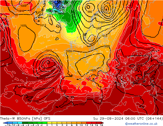 Theta-W 850hPa GFS Su 29.09.2024 06 UTC