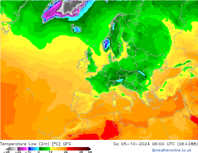 Min.  (2m) GFS  05.10.2024 06 UTC