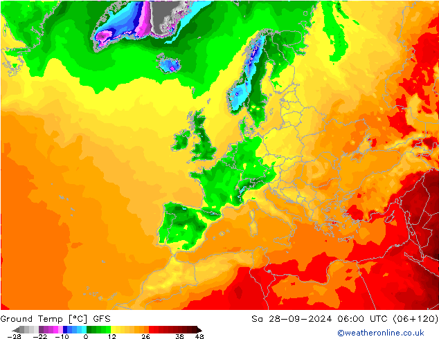 Ground Temp GFS Sa 28.09.2024 06 UTC