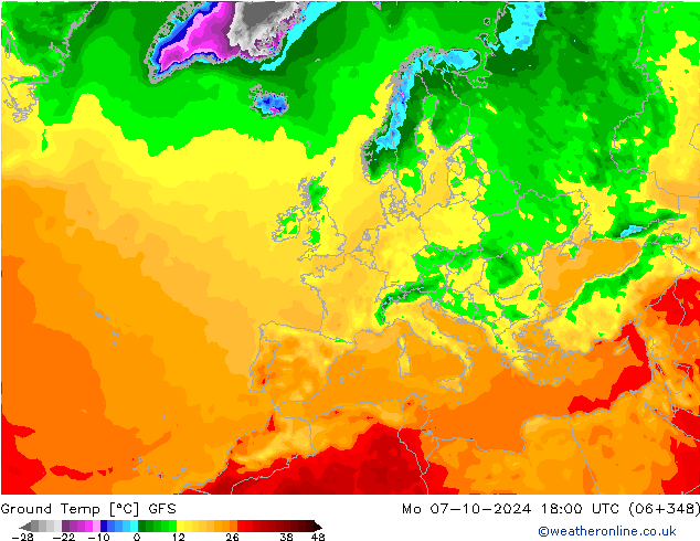 Ground Temp GFS Mo 07.10.2024 18 UTC